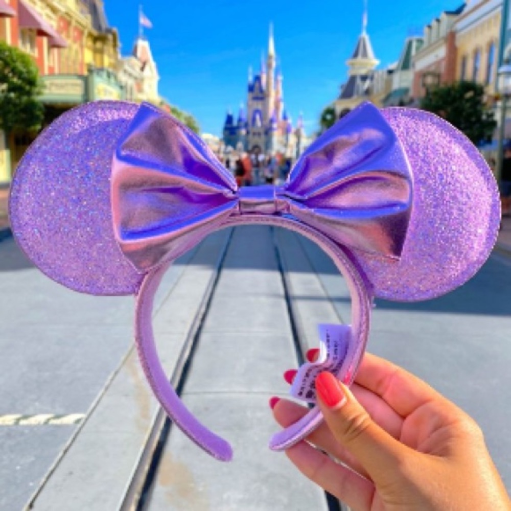 Disney Parks Purple Glitter Minnie Mouse Ears